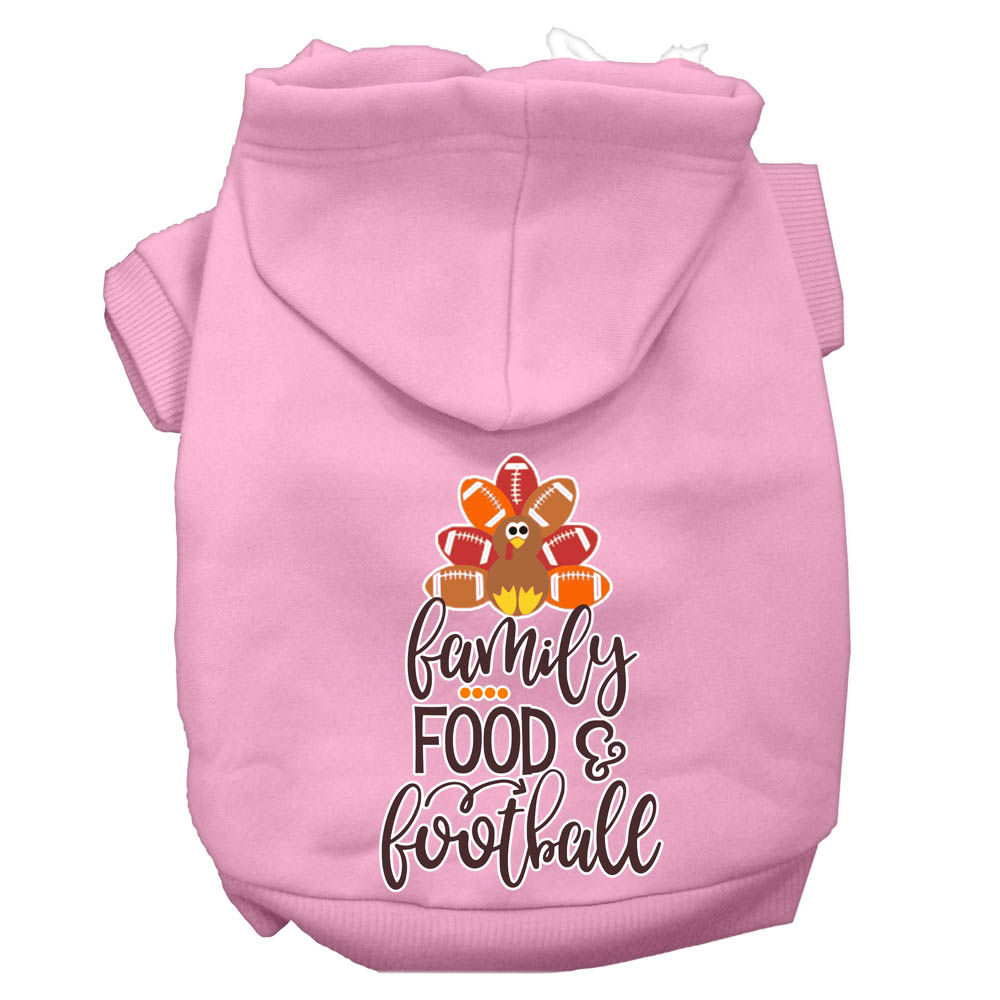 Family, Food, and Football Screen Print Dog Hoodie Light Pink S